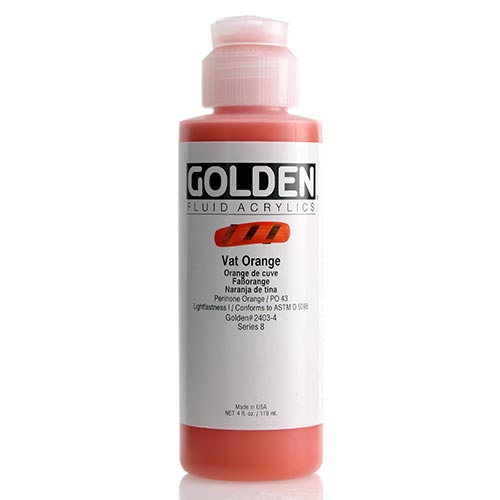 Golden, Fluid Acrylic, Paint, 4oz, Vat Orange